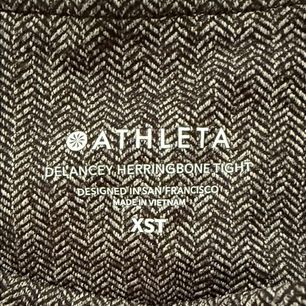 Athleta Dark Heather Gray Delancey Herringbone Tight Athletic Leggings size XST - Picture 2 of 8